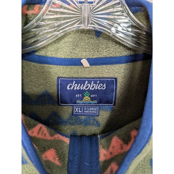 Chubbies Sweater Womens XL Green Cabin Retro Aztec Fleece 1/4 Zip Western Hiking - Picture 2 of 8